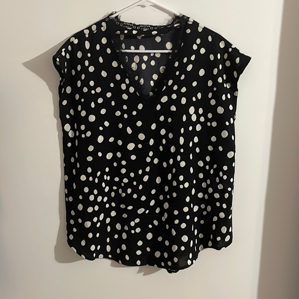 Black and white polka dot blouse